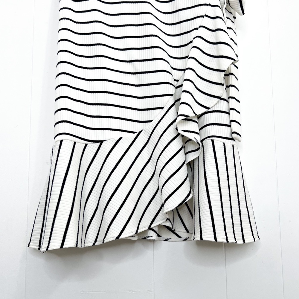 Saylor + Free People Chaser Mini Dress Wrap Ribbed Stripe Ruffle - Picture 3 of 8